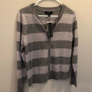 BR grey on grey striped cardigan, size small